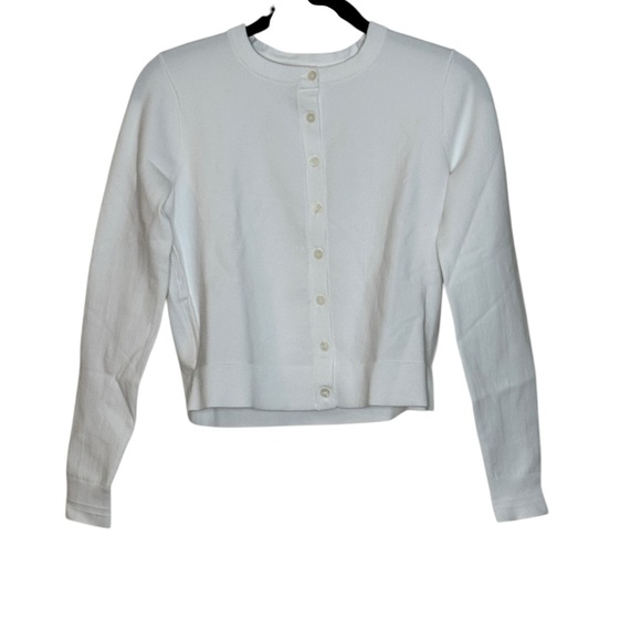 J. Crew Jackie Cardigan Sweater in Premium Ultra Fine Cotton Blend NWT XS White - Picture 5 of 12